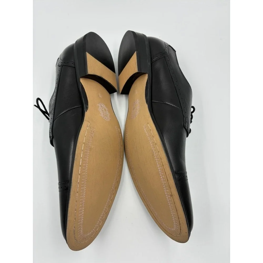 Asher Green Mens Black Cap Toe Oxford Dress Shoes Genuine‎ Leather Size 11 READ